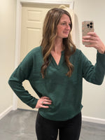 Solid Notch Top - Forest Green