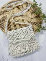 Cream Macrame Woven Girls Purse