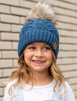 KIDS Cable Knit Pom Hat