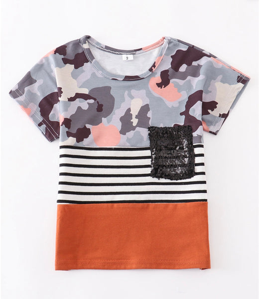 Camo Sequin Pocket Shirt