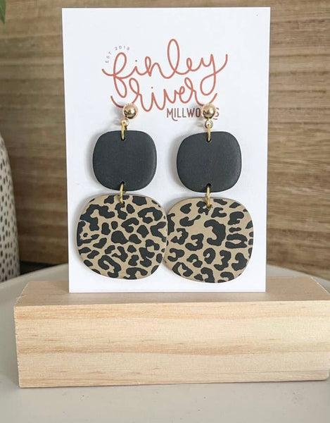 Leopard Baker Clay Earrings